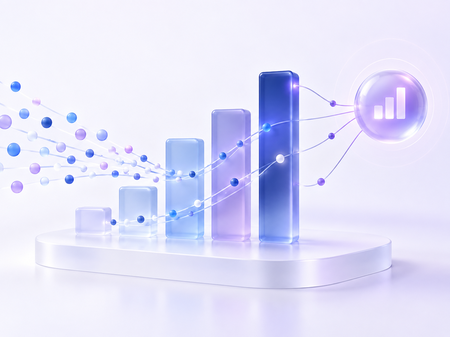 Ilustración de datos que se transforman en indicadores claros para tomar decisiones