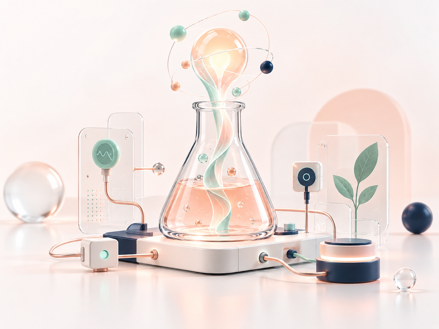 Ilustración de un laboratorio tecnológico para experimentar y desarrollar prototipos